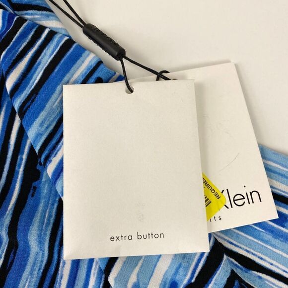 Calvin Klein Blue Geometric Blouse - Picture 7 of 9